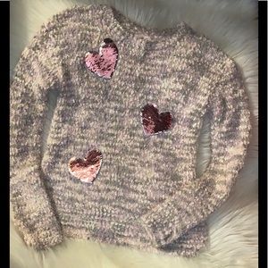 Girls pink Sequin Heart Justice Sweater Size 10